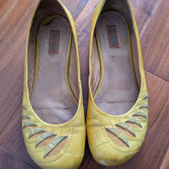 Miz Mooz Sunny Yellow Leather Cutout Ballet Flats - Picture 3 of 5